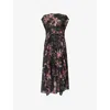 Allsaints Womens Adena Black Arwen Floral-print Woven Maxi Dress In Adena Black