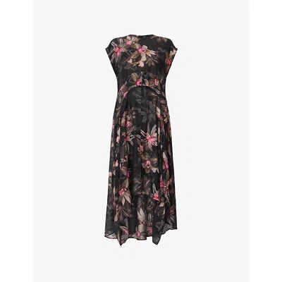 Allsaints Womens Adena Black Arwen Floral-print Woven Maxi Dress