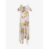 Allsaints Womens Adena Soft Pin Grace Floral-print Stretch-woven Midi Dress In Adena Soft Pin