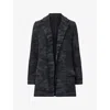 Allsaints Womens Camo Ink Blue Aleida Notch-lapel Tailored Denim Blazer In Black