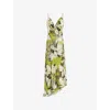 Allsaints Womens Revive Stem Gr Alexia Flora-print Woven Midi Dress In Revive Stem Gr