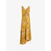 Allsaints Womens Armada Deep Ye Alexia Floral-print Satin Midi Dress In Multi