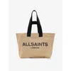 Allsaints Ali Canvas East West Tote In Mink Brown