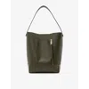 ALLSAINTS WOMENS MILITARY GREEN ALBA LEATHER TOTE BAG