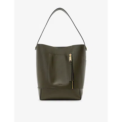 Allsaints Womens Military Green Alba Leather Tote Bag