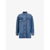 Allsaints Womens Mid Indigo Alba Stud-embellished Denim Shirt In Mid Indigo