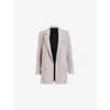 Allsaints Womens Greige Brown Aleida Open-front Stretch-woven Blazer