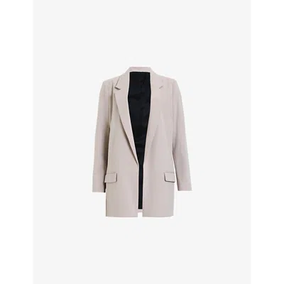Allsaints Womens Greige Brown Aleida Open-front Stretch-woven Blazer