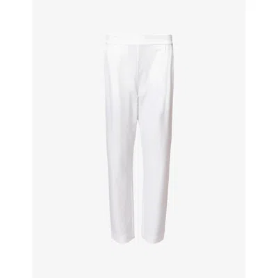 Allsaints Womens White Aleida Straight-leg High-rise Stretch Recycled-polyester Trousers