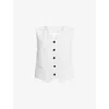 Allsaints Womens White Aleida V-neck Sleeveless Stretch-woven Waistcoat