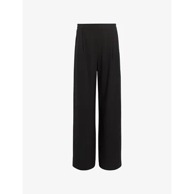 Allsaints Womens Aleida Wide-leg Mid-rise Recycled Polyester-blend Trousers Black In Black