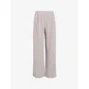 Allsaints Womens Greige Brown Aleida Wide-leg Mid-rise Recycled Polyester-blend Trousers