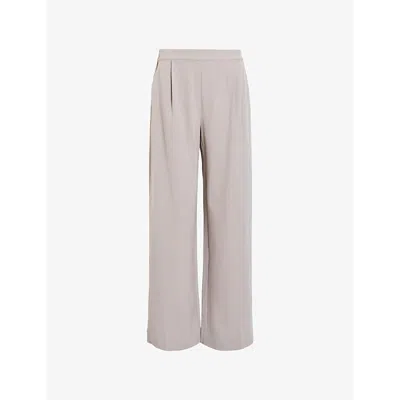 Allsaints Womens Greige Brown Aleida Wide-leg Mid-rise Recycled Polyester-blend Trousers