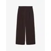Allsaints Womens Oxblood Red Aleida Wide-leg Mid-rise Woven Trousers In Black