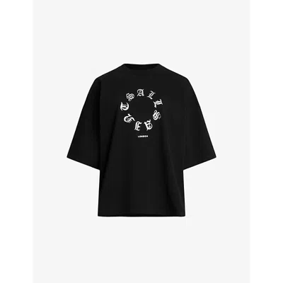 Allsaints Womens Black Amelie Round-neck Organic Cotton-jersey T-shirt