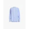 Allsaints Womens Pastel Blue Ana Stripe-pattern Cotton Shirt In Pastel Blue