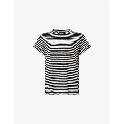 Allsaints Womens  Anna Striped Cotton T-shirt In Chalk/ink