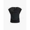 Allsaints Womens Black Annalie Cap-sleeved Stretch-jersey Top