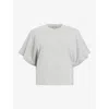 Allsaints Womens Grey Marl Artia Logo-badge Boxy-fit Organic-cotton T-shirt