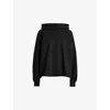 Allsaints Womens Black Artia Logo-badge Relaxed-fit Cotton Hoody