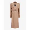 Allsaints Womens Camel Brown Sellema Notched-lapel Wool Blend Coat In Camel Brown