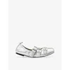 Allsaints Aurora Leather Ballet Shoe In Silver