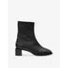 Allsaints Womens Black Avril Square-toe Leather Ankle Boots In Black