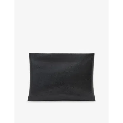 Allsaints Womens Black Bettina Grained-leather Clutch Bag