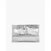 Allsaints Womens Bettina Logo-debossed Leather Clutch Gunmetal Grey