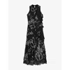 Allsaints Womens Flight Black Cady Sleeveless Woven Maxi Dress In Black