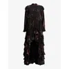 Allsaints Cavalry Long Sleeved Maxi Dress In Mortem Black