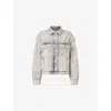 Allsaints Womens Washed Grey Chlo Stud-embellished Denim Jacket