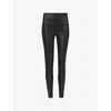 Allsaints Womens Black Cora High-rise Faux-leather Leggings In Black