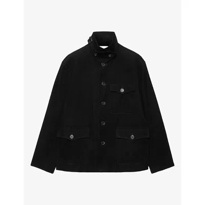 Allsaints Womens  Eden Button-down Cotton-cord Jacket In Black