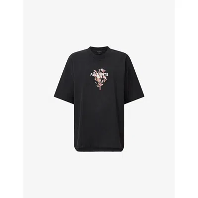 Allsaints Womens Black Eternal Etta Cotton-jersey T-shirt