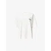 Allsaints Womens  Etta Branded-print Cotton-jersey T-shirt In Ashen White