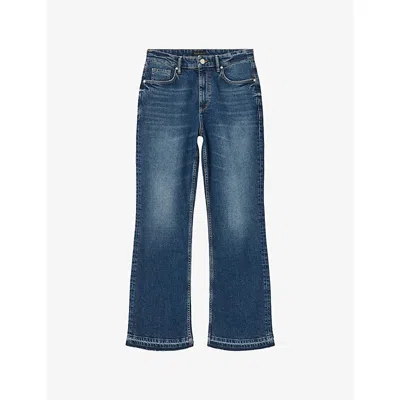 Allsaints Womens Mid Indigo Fable Bootcut Mid-rise Stretch-denim Jeans In Purple