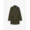 Allsaints Womens Faye Camouflage-pattern Cotton Mini Dress Camo Green In Green