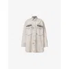 Allsaints Faye Sparkle Embellished Long Sleeve Shacket Minidress In Gray