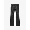 Allsaints Womens Black Haldan Bootcut Mid-rise Leather Trousers In Black