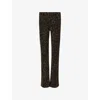 Allsaints Womens Leppo Brown Haldan Leopard-print Stretch-denim Jeans
