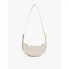 Allsaints Womens White Half Moon Logo-embossed Leather Cross-body Bag
