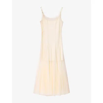 Allsaints Womens Tofu White Harmonia Round-neck Woven Maxi Dress In Neutral