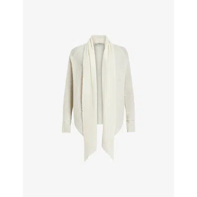 ALLSAINTS WOMENS CHALK WHITE HARPER FINE-KNIT CARDIGAN