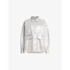 Allsaints Hettie Oversized Denim Shacket In Coated Silver