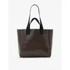 Allsaints Womens Fango Brown Izzy Branded Leather Tote Bag