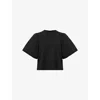 Allsaints Womens Black Jess Puff-sleeve Relaxed-fit Cotton T-shirt