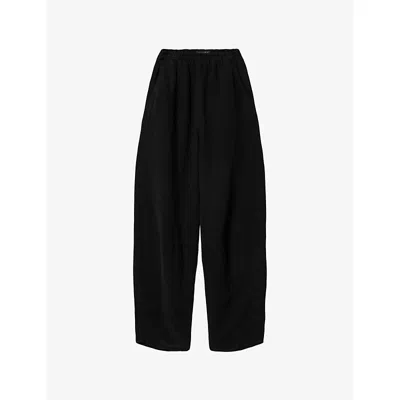 Allsaints Womens Black Jett Wide-leg Lyocell-blend Trousers