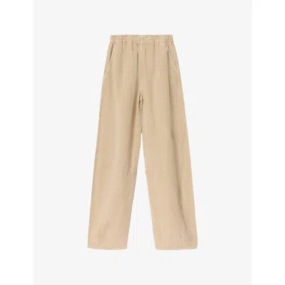 Allsaints Womens Sand Brown Jett Wide-leg Lyocell-blend Trousers In Neutral