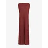Allsaints Womens  Kaito Boat-neck Jacquard-print Sleeveless Woven Maxi Dress In Red